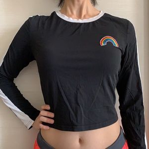 (EUC)✨BLACK RAINBOW EMBROIDERED SHIRT✨